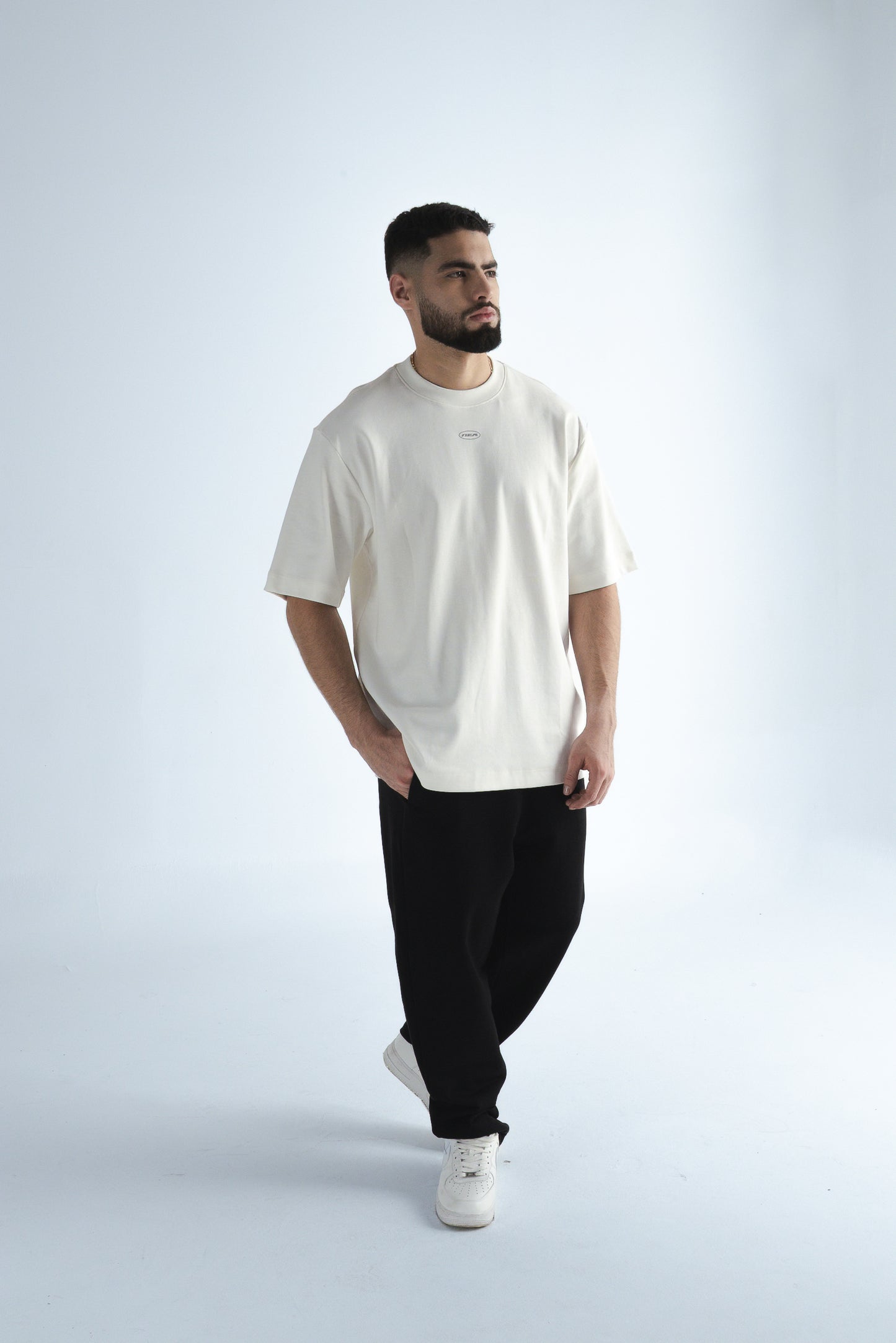 CAMISETA OVERSIZE CREW MARFIL